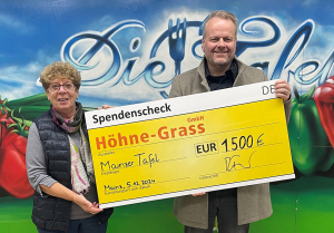 Übergabe des Spendenschecks durch Herrn Ralf Feller, Prokurist und Mitglied der Geschäftsleitung von Höhne-Grass.